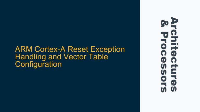 ARM Cortex-A Reset Exception Handling and Vector Table Configuration